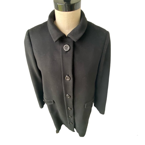 SAKS FIFTH AVENUE Vintage Ben Zuckerman black wool long evening coat, size M - Picture 2 of 11